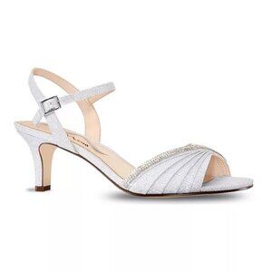 NEW NINA NICASIA TRUE SILVER DRESS SANDALS HEELS SZ.8.5